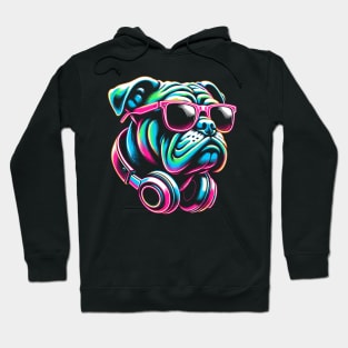 Bulldog With Sunglasses And Headphones Hoodie